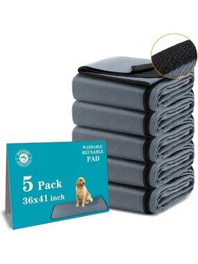 Reusable Washable Dog Pee Pads 5 Pack, Quick Dry Anti-Slip Potty Training Pads